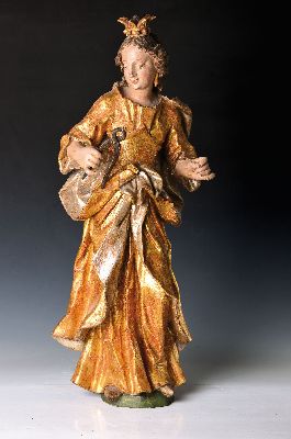 Image Heiligenskulptur, Hl. Apollonia, süddeutsch, 2.Hälfte 18.Jh., Holz geschnitzt, ...