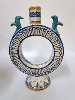 Image 26953967c - faience-vase, France, 19.th c., faience, white  glazed, painting with Hot fire colours, ...