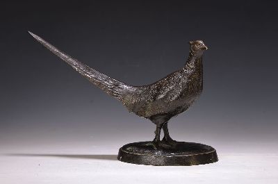 Image Bronzefigur, Otto Poerzel, 1876 Scheibe - 1963 Coburg, Fasan, vollplastische Figur, auf ...