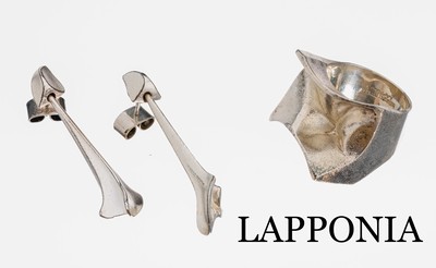 Image LAPPONIA Schmuckset, 925er Silber, best. aus: 1 Ring, Modell Carina, 1977, RW 56, und ...