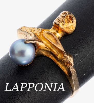 Image 26954183 - 14 kit Gold LAPPONIA Perl-Ring, GG 585/000,Finland, wohl 1984, abstraktes Design durch ...