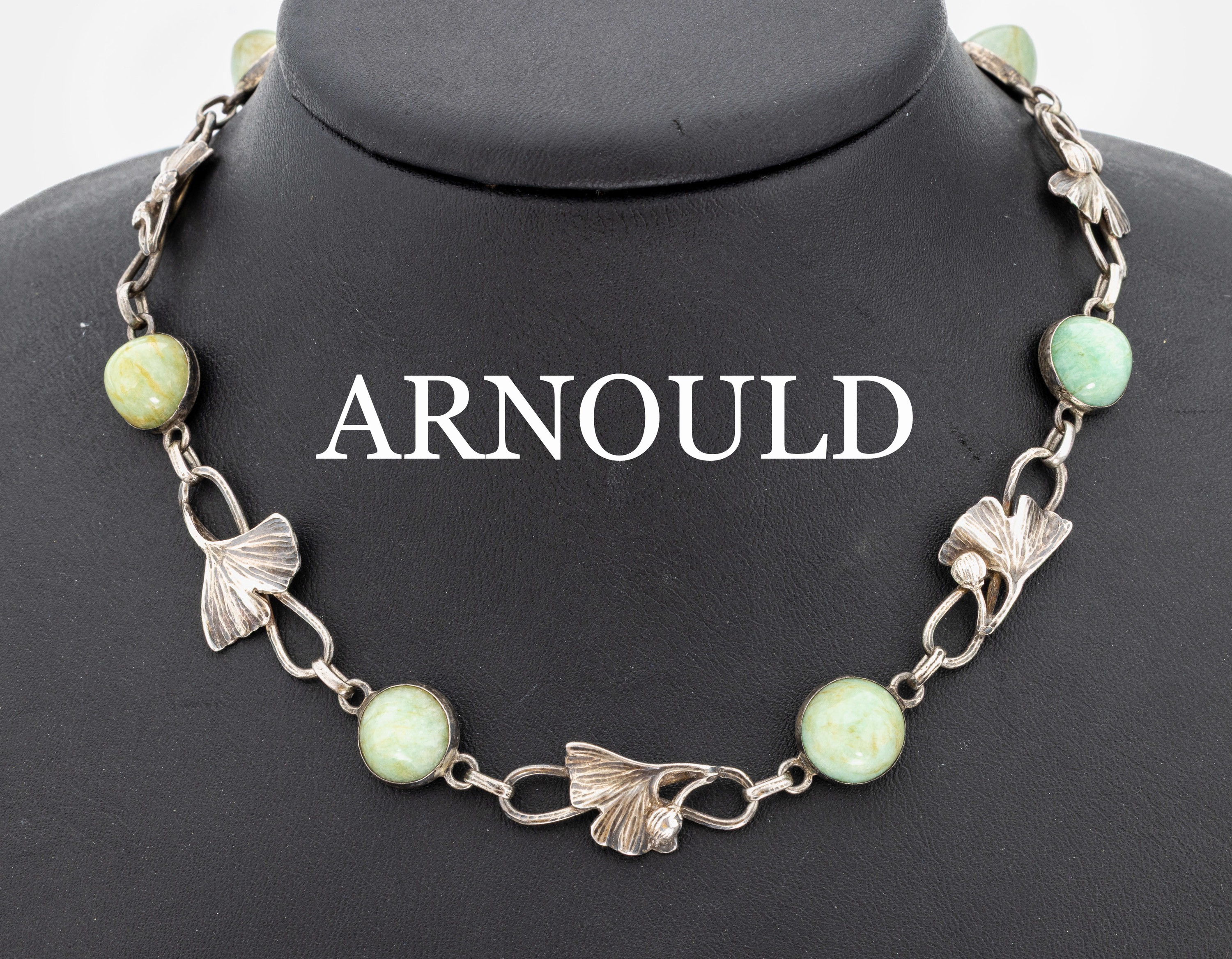 Seltenes Jugendstil Collier von Edouard-Aimé, Frankreich um 1900, reiner Jugendstil, Silber geprüft, Reste alter Teilvergoldung, rücks. sign. ...