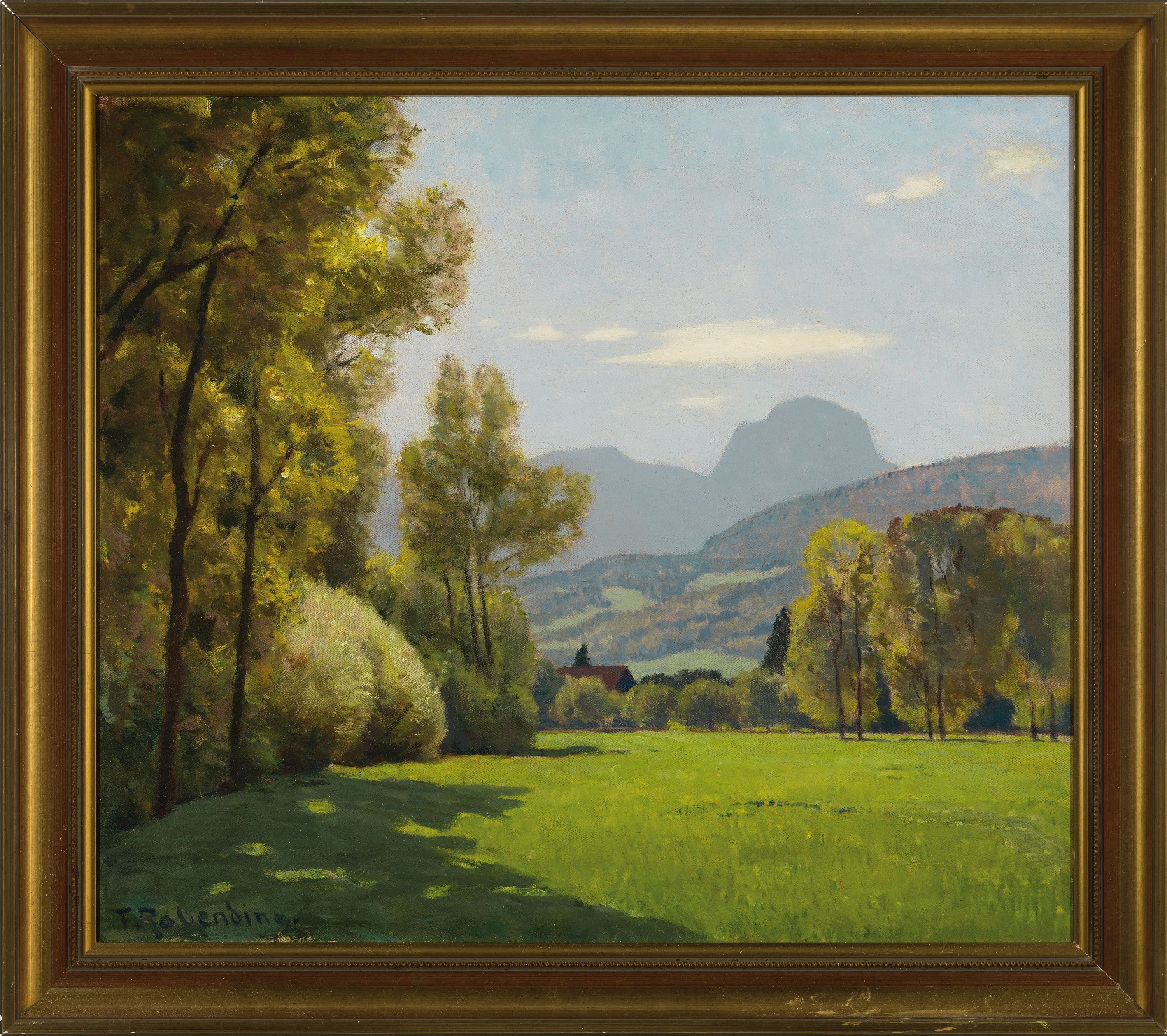 Detail k: Fritz Wilhelm Rabending, 1862 Wien-1929 München, Roßstein bei Kreuth, rückseitig so betitelt, Öl/Lwd, links unten und auf der Rückseite ...