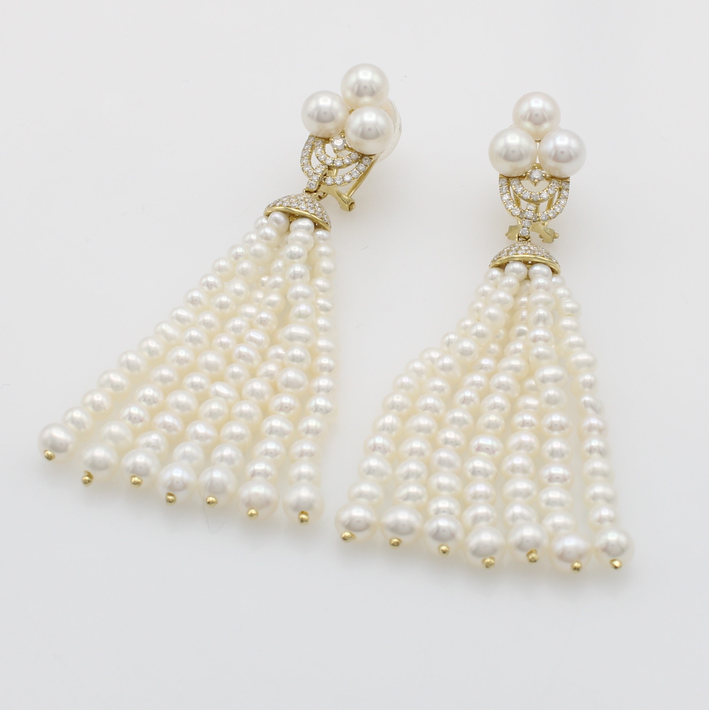 Image 26954980 - Paar Ohrstecker ´Quasten´ mit Süßwasserzucht- perlen und Brillanten, GG 750/000, 212 ...