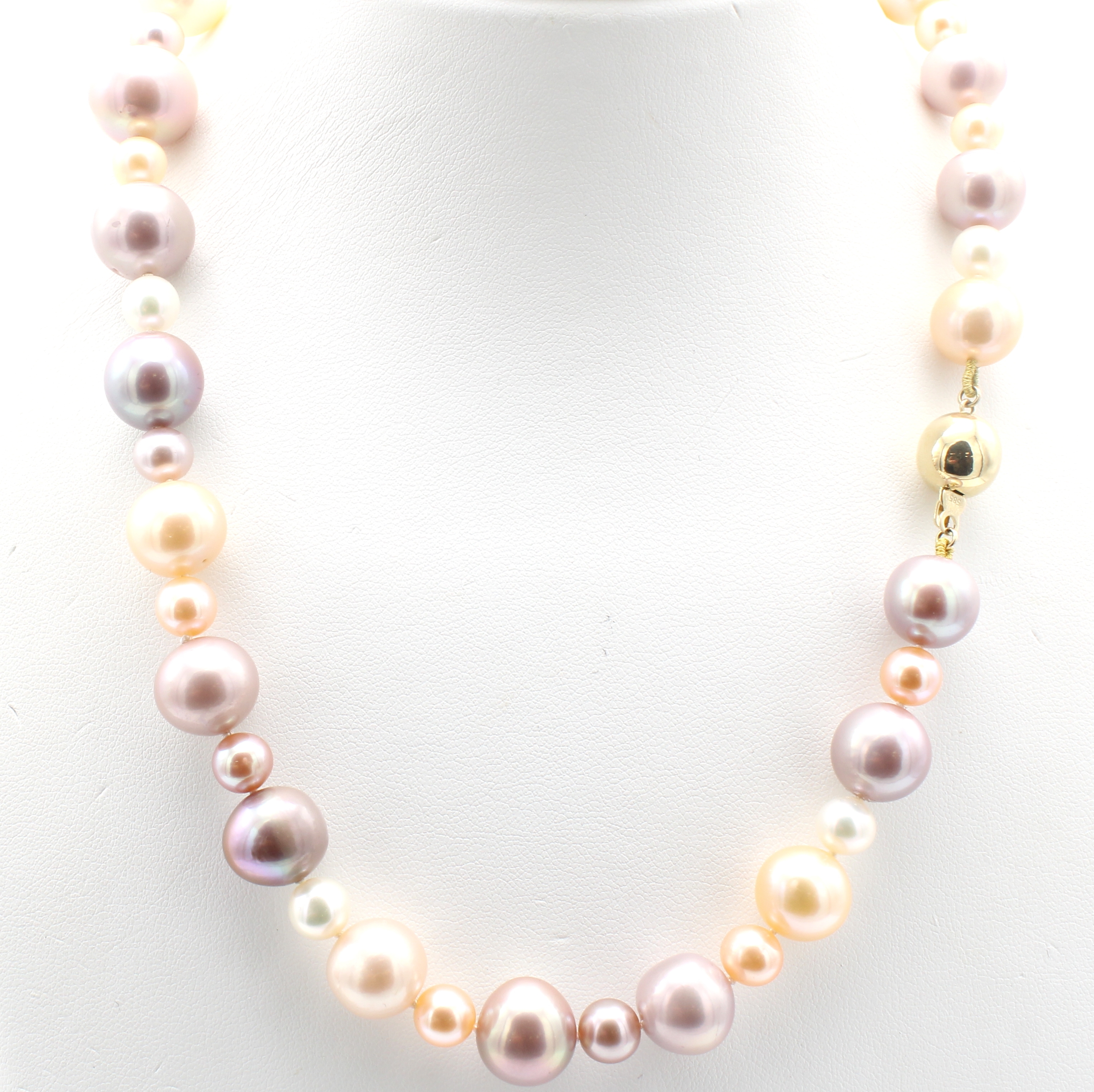 Image 26954996 - Multicolorfarbene Süßwasserzuchtperlenkette, Kugelschl. GG 585/000, Perld. ca. 7-14.5 ...