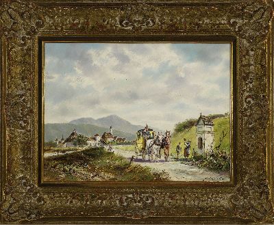 26954959k - Max Heichele, 1890-1979 München, Bayerische Landschaft mit Postkutsche, ...
