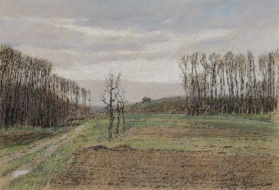 Image 26954962 - Werner Brand, 1933 Löbau-2021 Hochstadt, Südpfälzer Landschaft, Bleistift ...