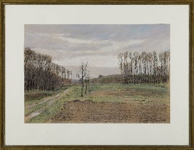 26954962k - Werner Brand, 1933 Löbau-2021 Hochstadt, Südpfälzer Landschaft, Bleistift ...