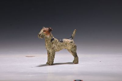 Image Große Wiener Bronze, um 1900, stehender Foxterrier, naturalistisch polychrom ...