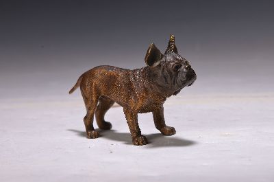 Image Große Wiener Bronze, um 1900, stehende Bulldogge, ungemarkt, Pfotenunterseiten mit ...