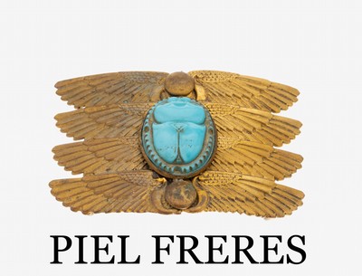 Image 26955007 - Gürtelschließe PIEL FRERES, Frankreich um 1900/05, Metall vergoldet, mittig ...