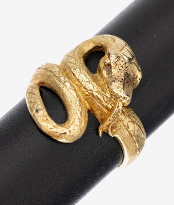Image 14 kt Gold Schlangenring, GG 585/000, Oberfläche grav., RW 58, ca. 8.4 g