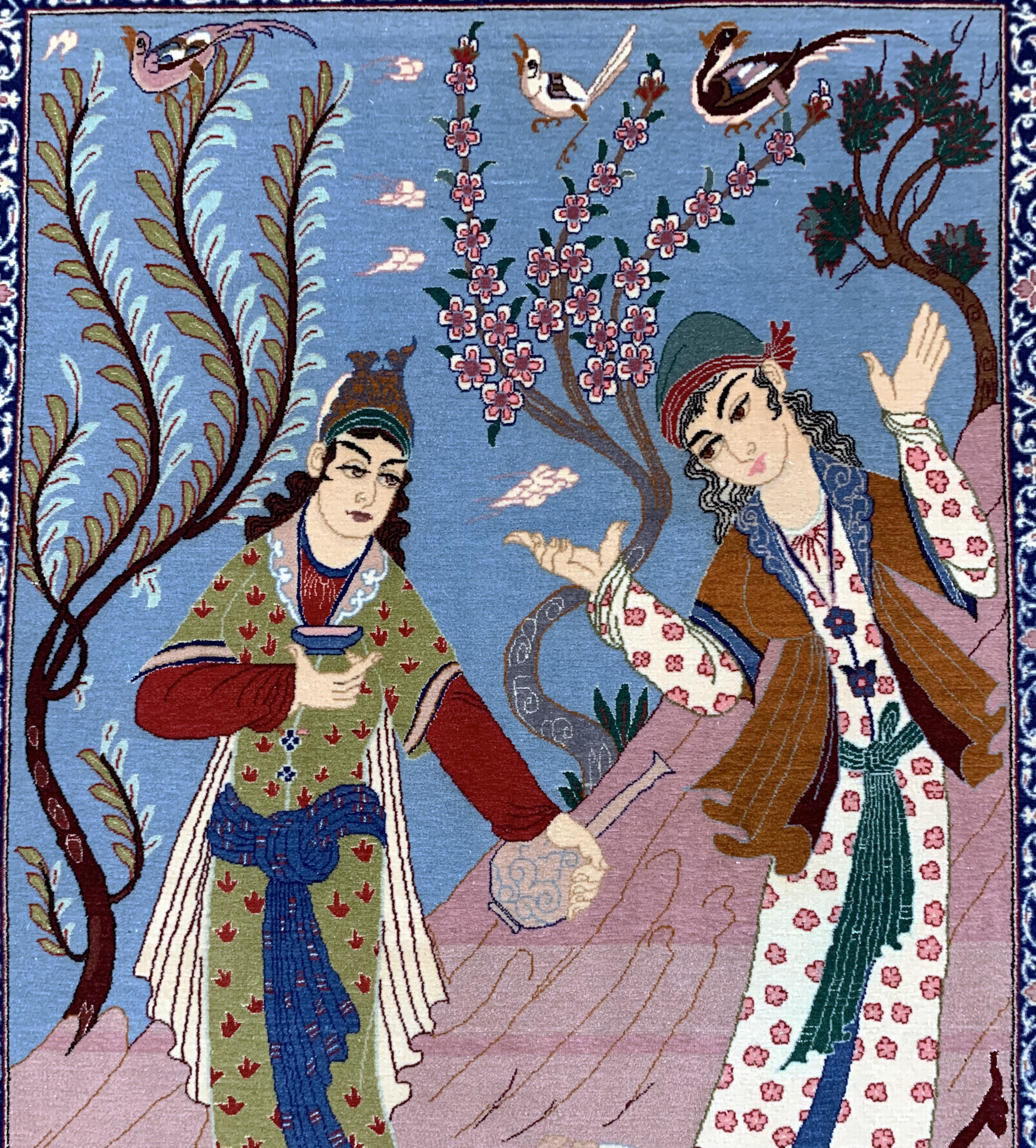 Detail b: Esfahan fein, Persien, Mitte 20.Jhd, Korkwolle mit und auf Seide, ca. 163 x 103 cm,ca. 1,0 Mio. Kn/qm, EHZ: 1-2