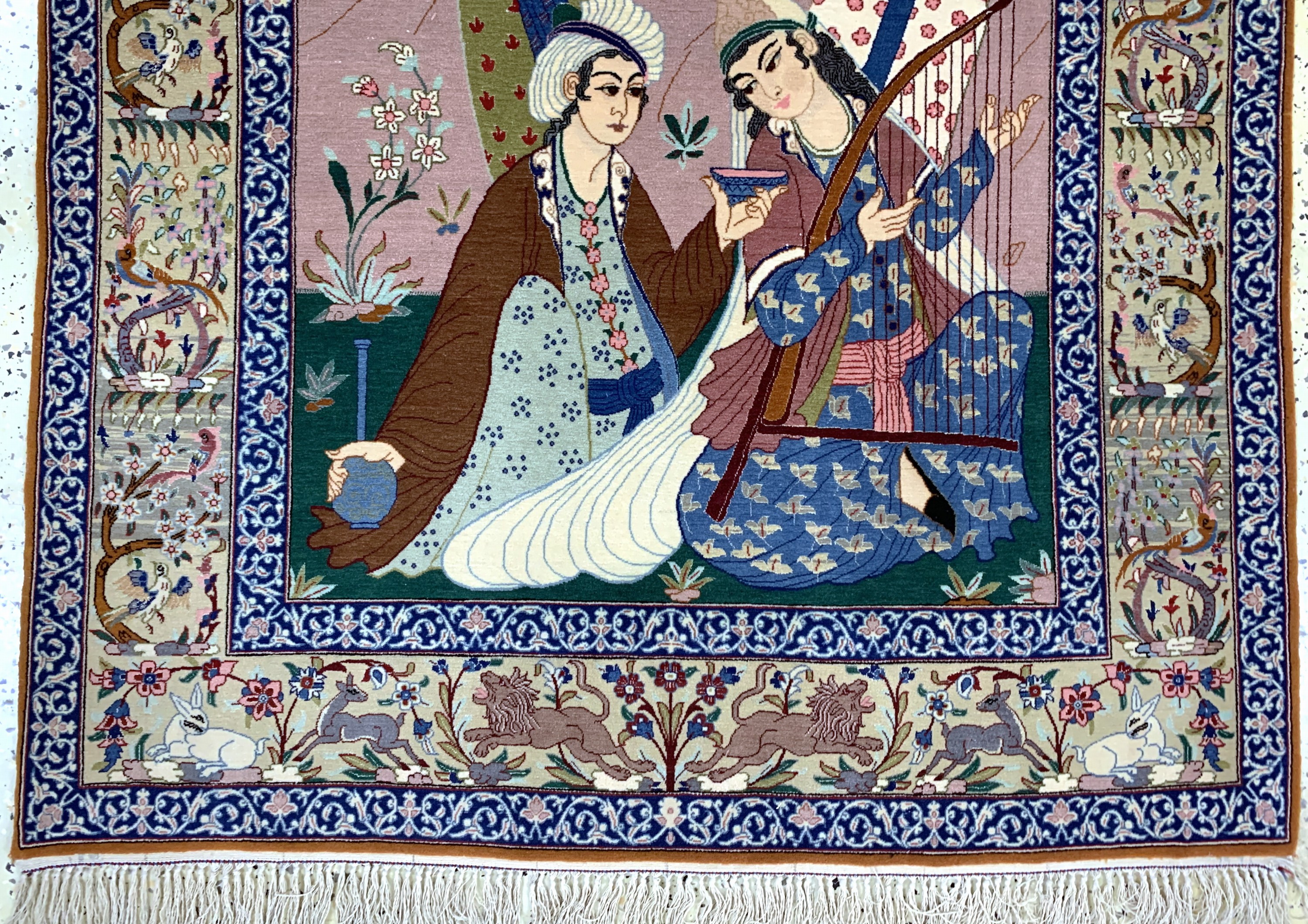 Detail c: Esfahan fein, Persien, Mitte 20.Jhd, Korkwolle mit und auf Seide, ca. 163 x 103 cm,ca. 1,0 Mio. Kn/qm, EHZ: 1-2