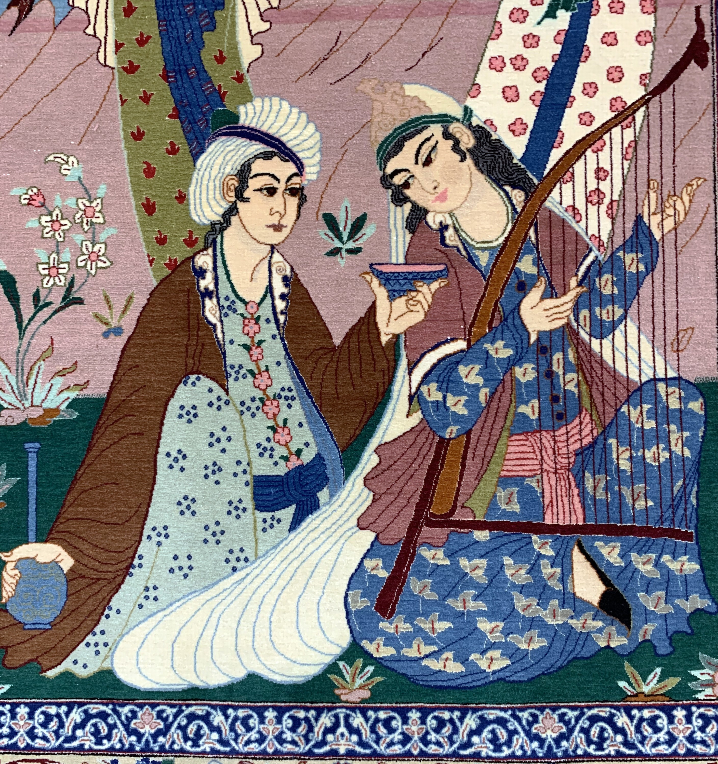 Detail d: Esfahan fein, Persien, Mitte 20.Jhd, Korkwolle mit und auf Seide, ca. 163 x 103 cm,ca. 1,0 Mio. Kn/qm, EHZ: 1-2