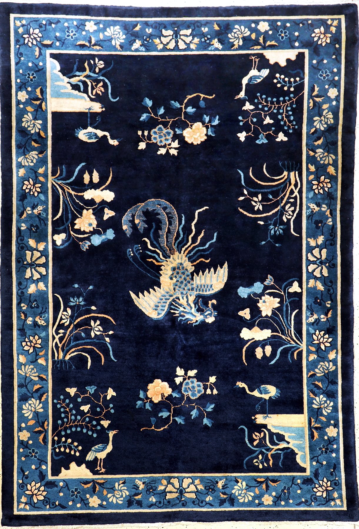 Antiker Peking"Phönix", China, um 1900, Wolle auf Baumwolle, ca. 280 x 185 cm, gereinigt, EHZ: 2