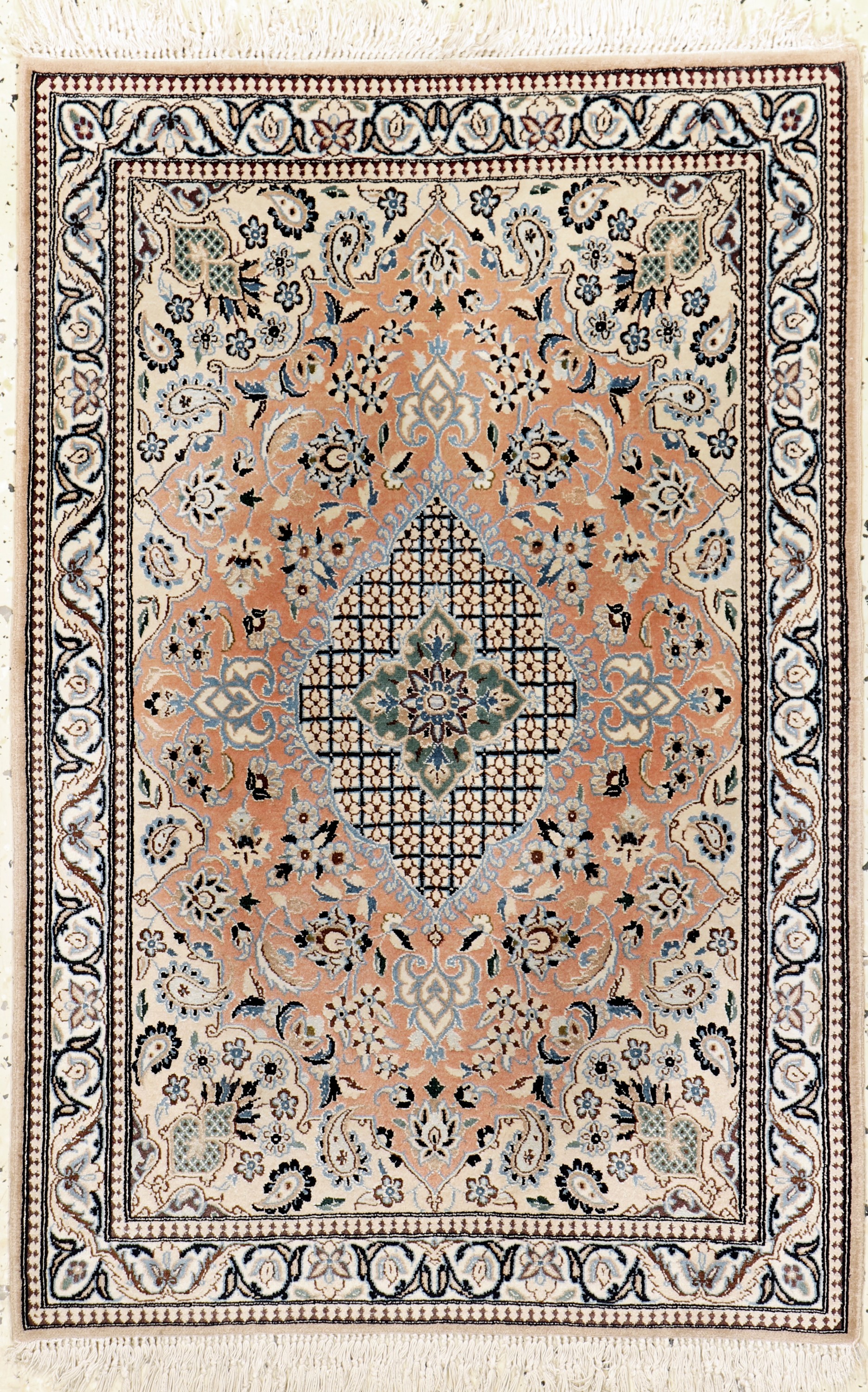 Nain fein(6 La), Persien, Mitte 20.Jhd, Korkwolle mit Seide, ca. 89 x 60 cm, ca. 1,0 Mio. Kn/qm, EHZ: 2