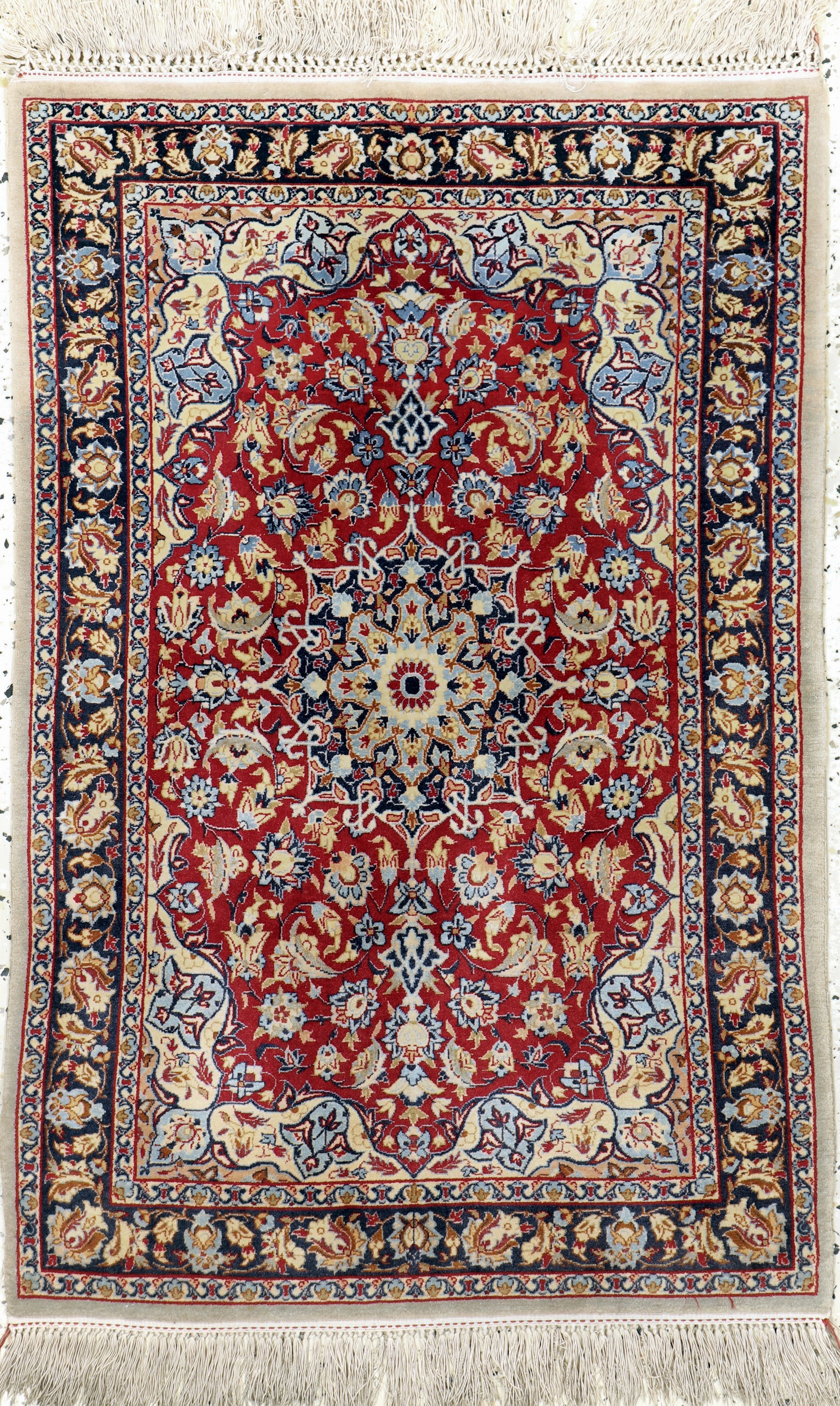 Esfahan fein, Persien, Mitte 20.Jhd, Korkwolle auf Seide, ca. 101 x 69 cm, ca. 1,0 Mio. Kn/qm, EHZ: 1-2