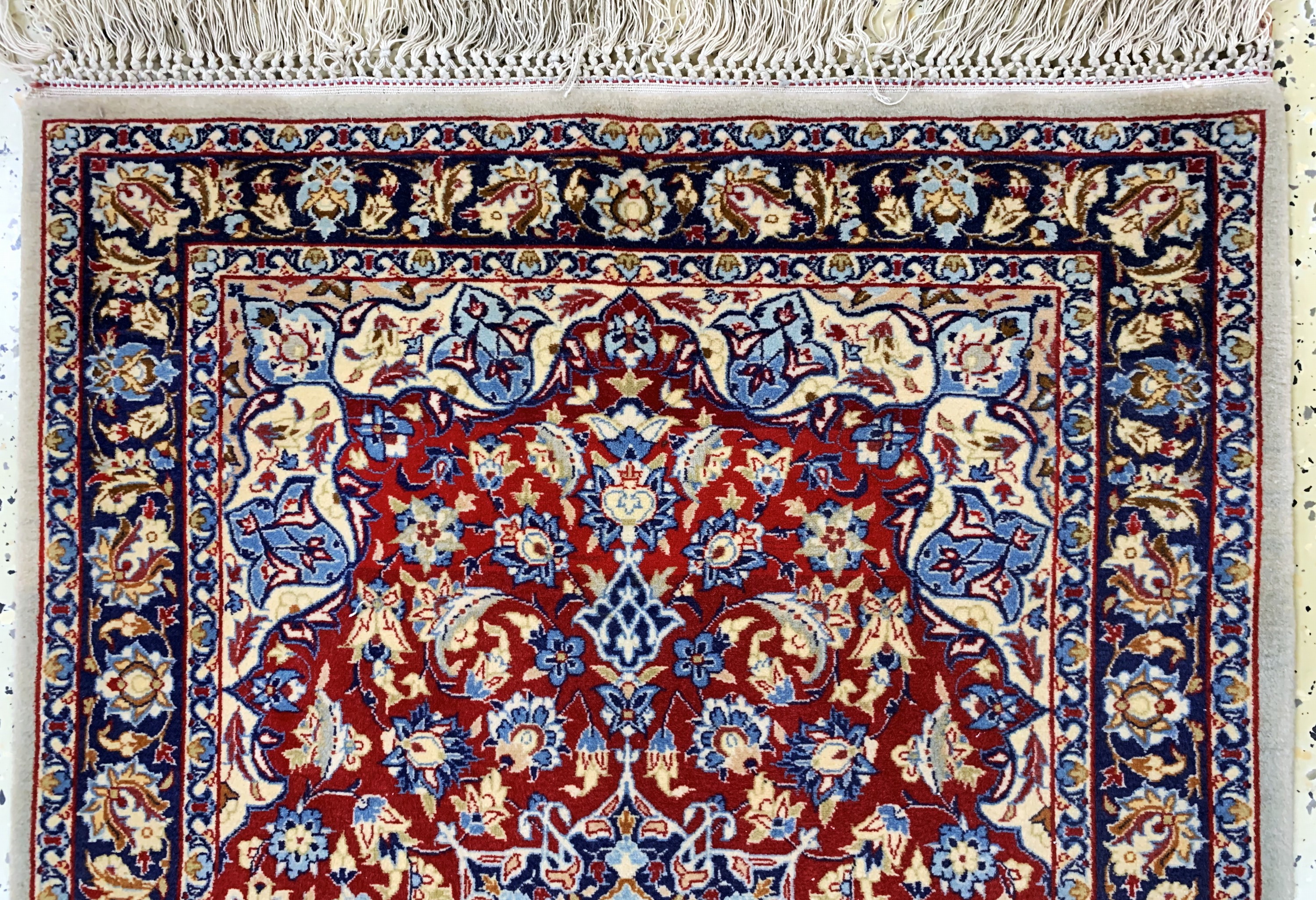 Detail a: Esfahan fein, Persien, Mitte 20.Jhd, Korkwolle auf Seide, ca. 101 x 69 cm, ca. 1,0 Mio. Kn/qm, EHZ: 1-2