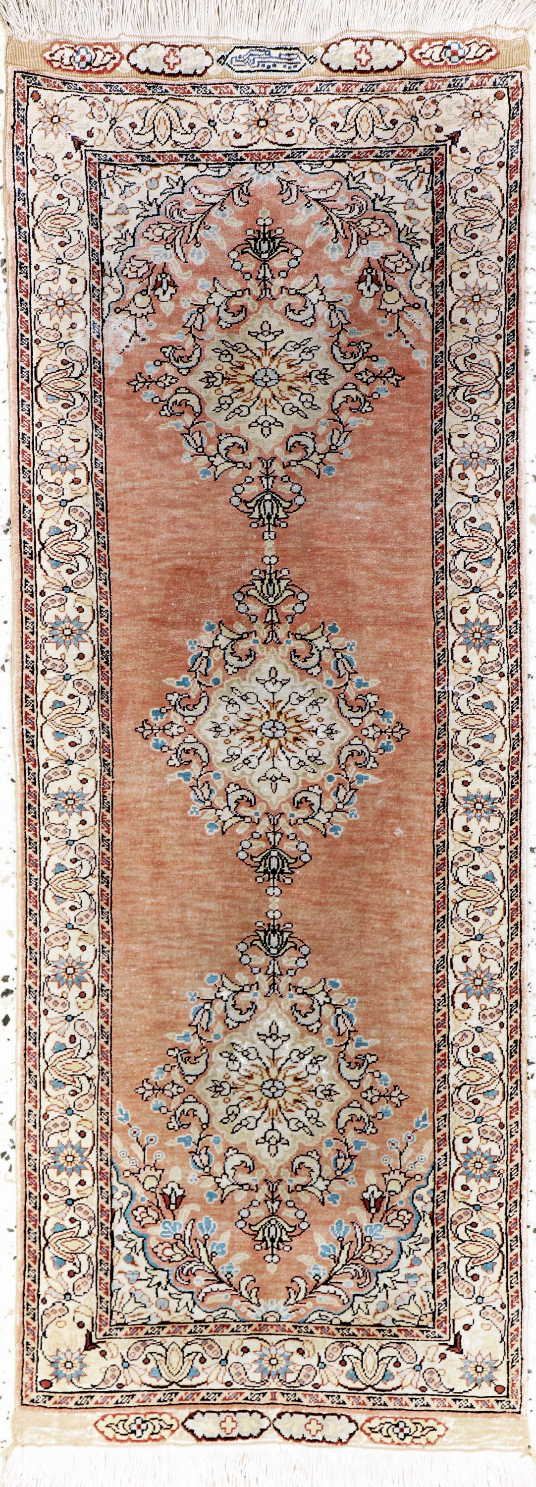 Kayseri Seide, Türkei, Mitte 20.Jhd, reine Naturseide, ca. 118 x 44 cm, Reinigungsbedürftig, EHZ: 2