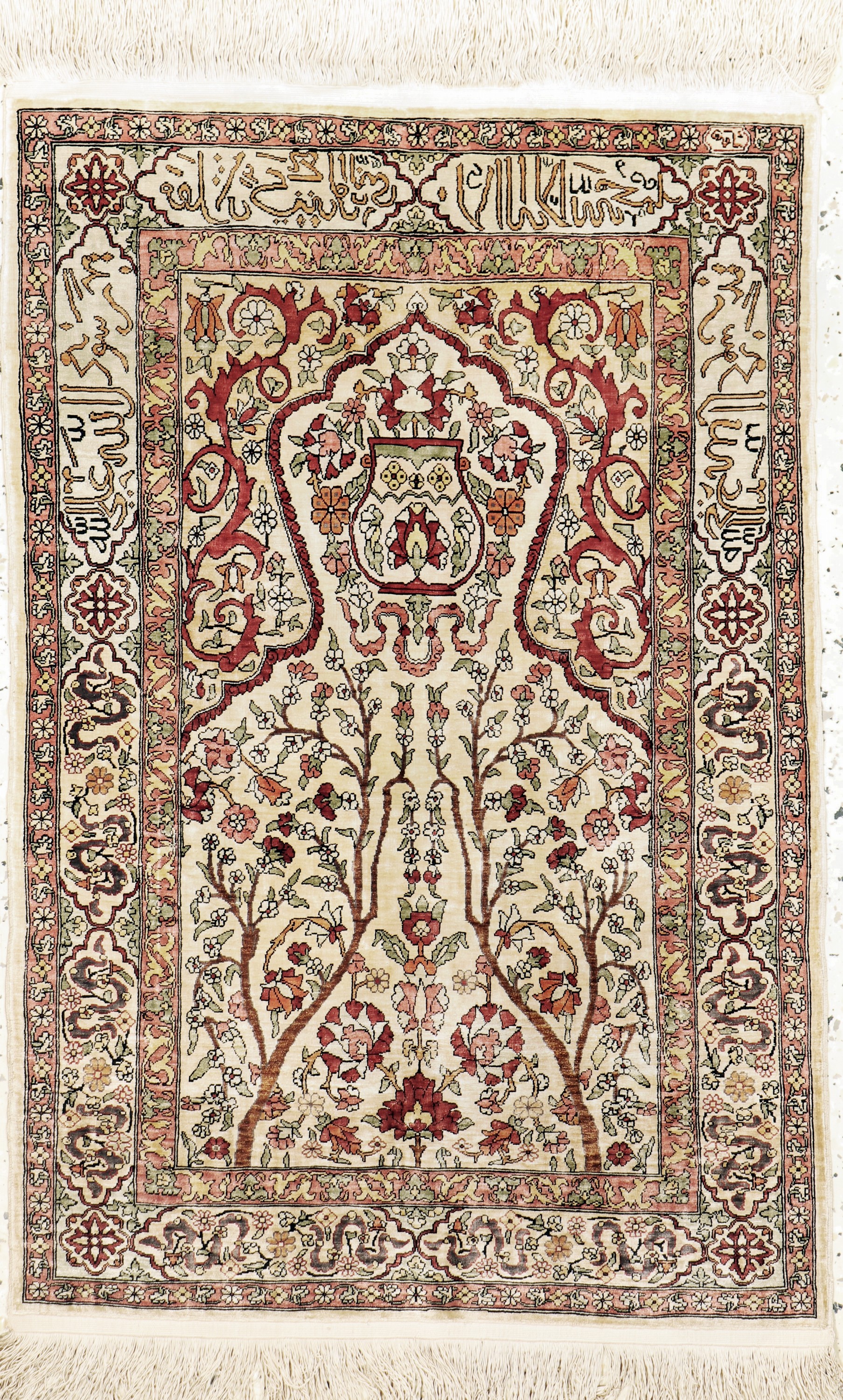 Hereke Seide fein signiert, Türkei, Anfang 20.Jhd, reine Naturseide, ca. 91 x 61 cm, ca. 1,0 Mio. Kn/qm, EHZ: 2