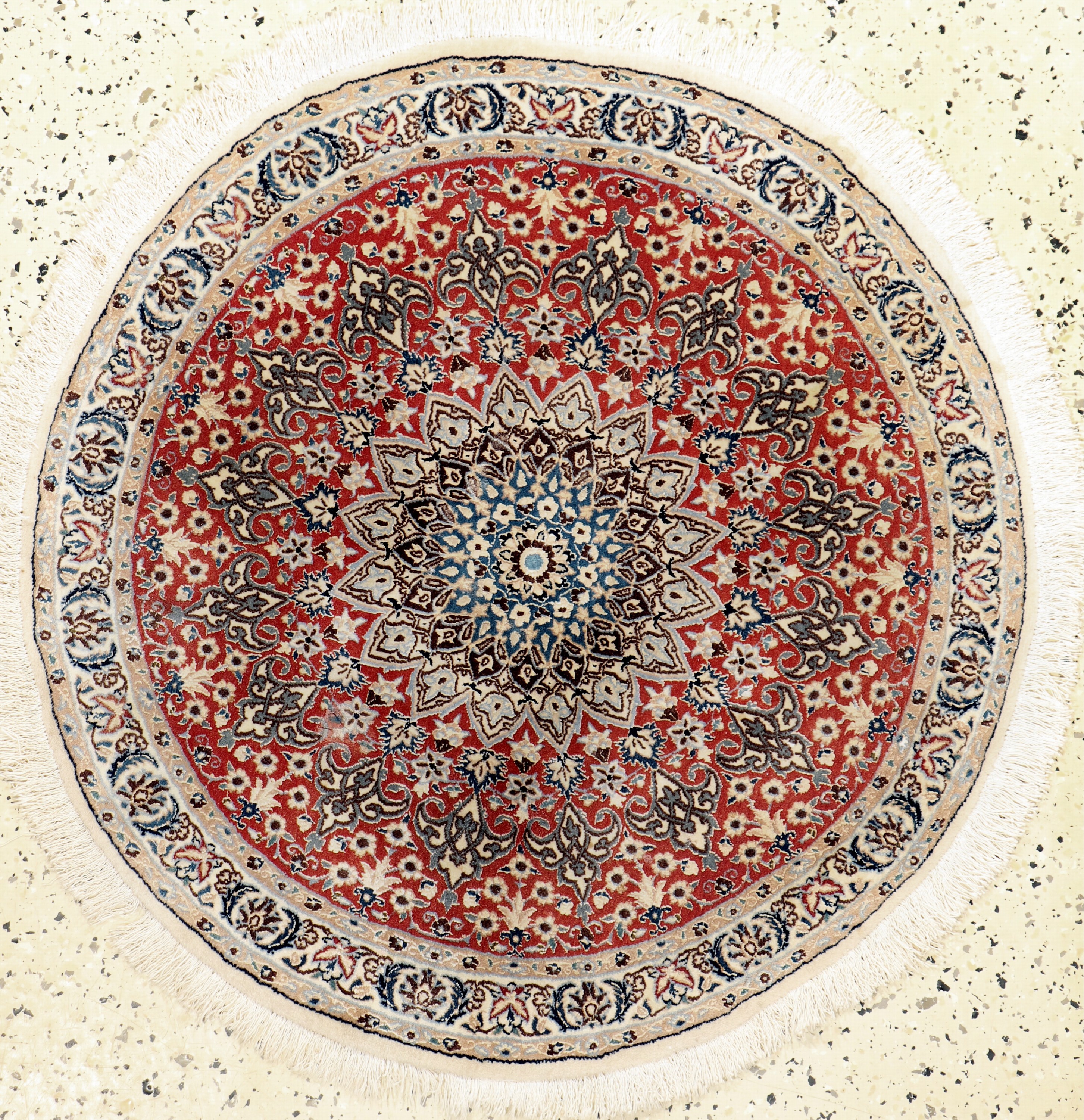 Nain fein(6 La), Persien, Mitte 20.Jhd, Korkwolle mit Seide, Durchmesser: ca. 80 cm, ca. 1,0 Mio. Kn/qm, EHZ: 1-2