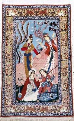 Image Isfahan Fine, Persia, mid 20th century, corkwool with and on silk, approx. 163 x 103 cm, ...