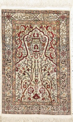 Image Hereke silk signed, Turkey, early 20th century, pure natural silk, approx. 91 x 61 cm, ...