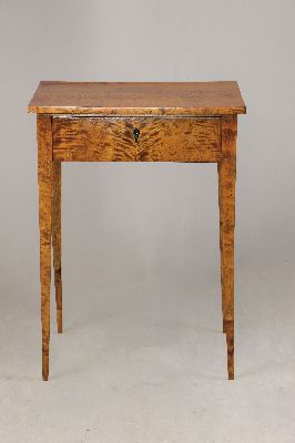 Image Side table/sewing table, Biedermeier, around 1830, birch veneer, a drawer with sewing, a ...