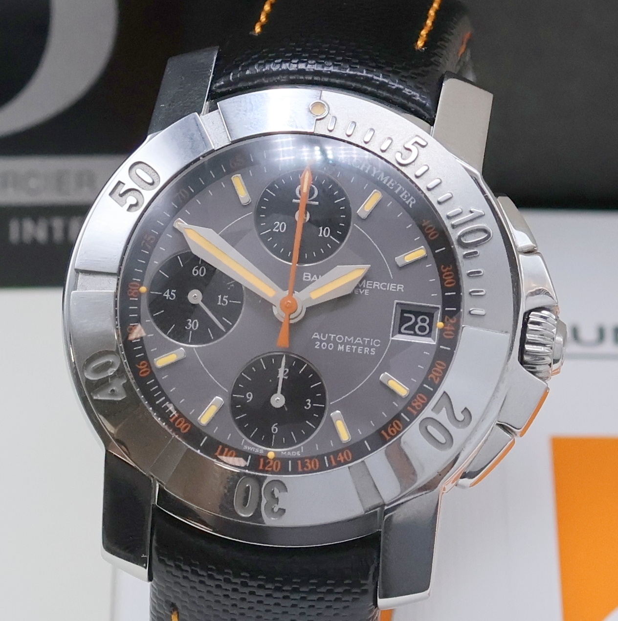 Detail a: BAUME & MERCIER Armbandchronograph Capeland Referenz 65405, Schweiz verk. lt. Pap. 12/2003, Automatik, Lünette eins. rast. drehb., Boden u. Krone ...