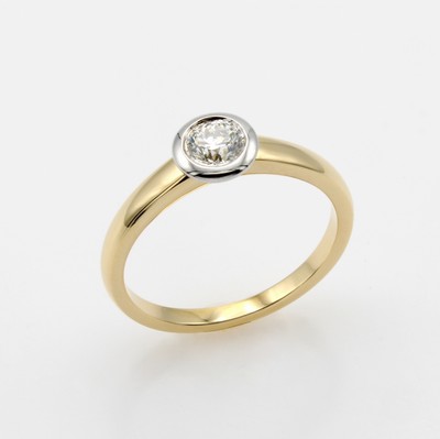 Image Ring mit Brillantsolitär, GG/WG 750/000, Brill. ca. 0.40 ct Weiß/si, RW ca. 55