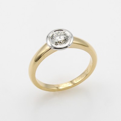 Image Ring mit Brillantsolitär, GG/WG 750/000, Brill. 0.77 ct Weiß/si, RW ca. 55, ...