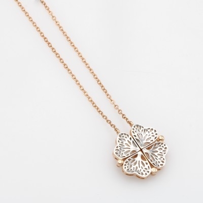 Image Wandelbares Collier, 925er Silber roséverg.,tragbar als Kleeblatt (m. Magnet ...