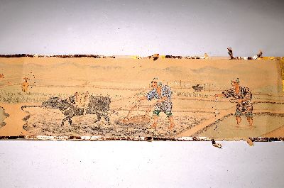 Image 26955297 - Rollbild, China, 1920/30er Jahre, Aquarell auf Papier, Darstellung von Bauern auf den ...