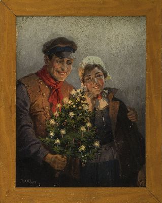 26955301k - Rudolf Alfred Höger, 1877 Proßnitz-1930 Wien, wohl österreichisches Trachtenpaar mit ...