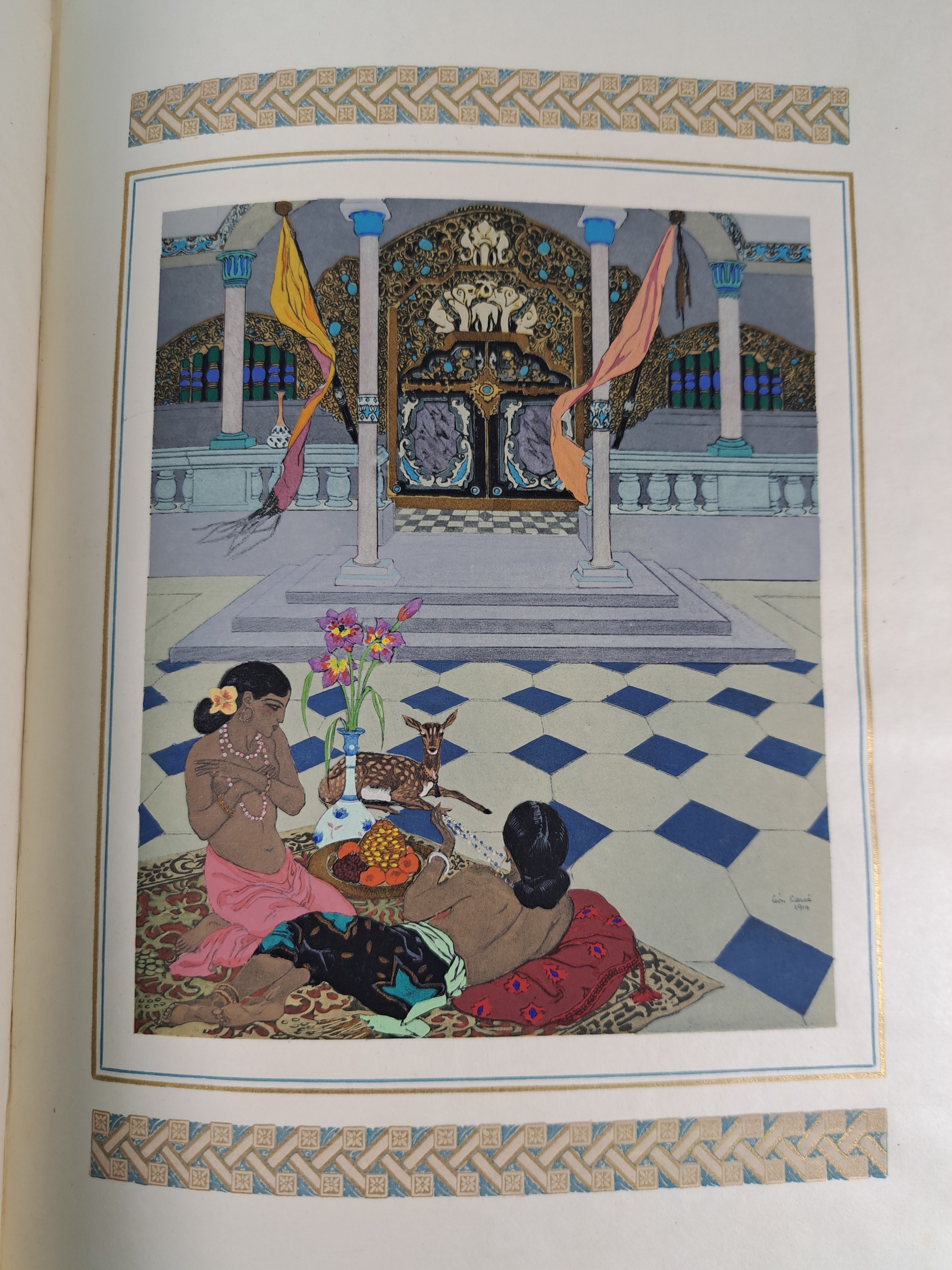 Detail o: Victor Barrucand (1864-1934): Le Chariot de Terre cuite, Paris, Piazza 1921, 4°, mit 20 handkolorierten Tafeln auf Japan-Papier, Ex. 19/25, mit ...