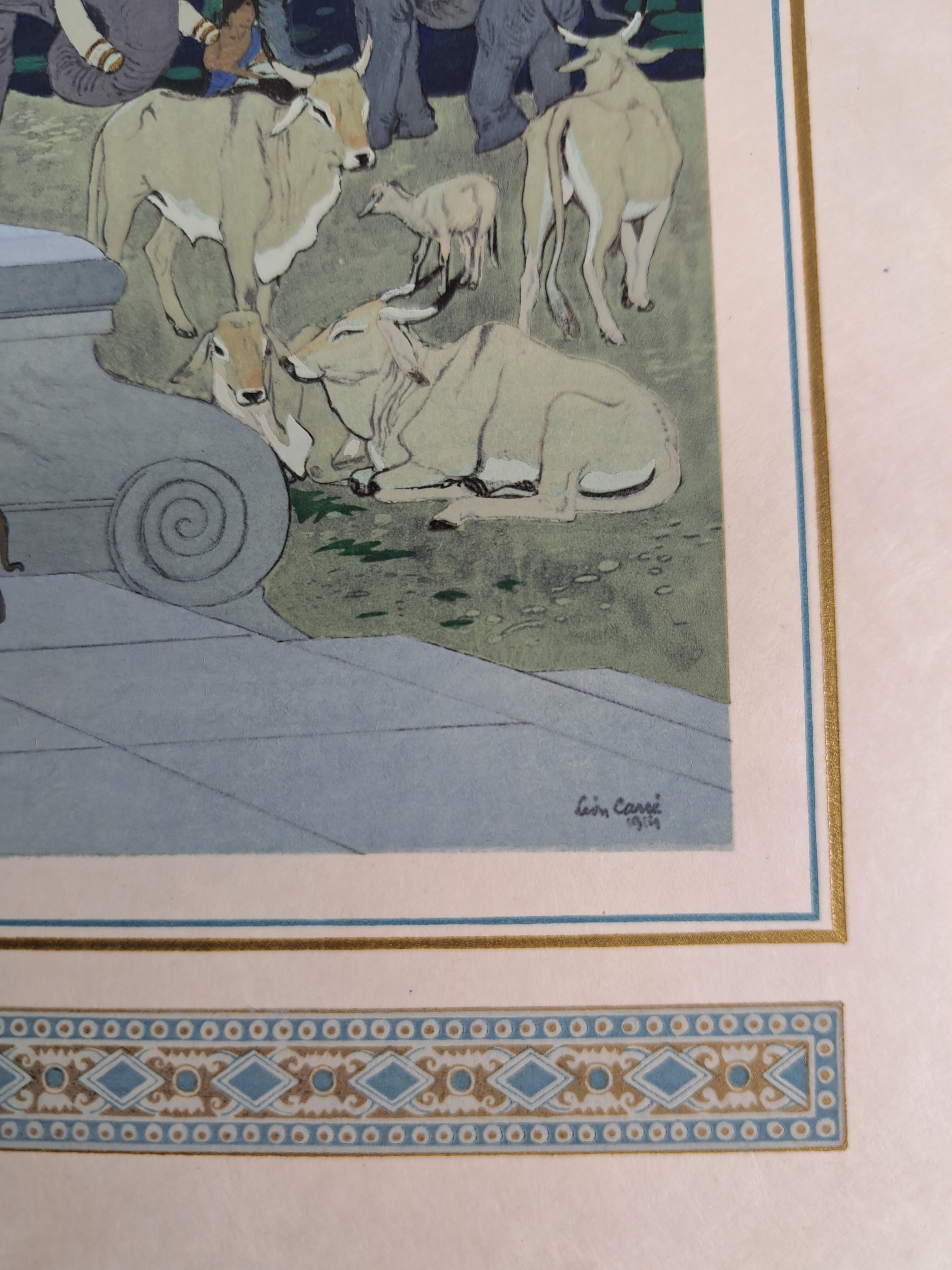 Detail r: Victor Barrucand (1864-1934): Le Chariot de Terre cuite, Paris, Piazza 1921, 4°, mit 20 handkolorierten Tafeln auf Japan-Papier, Ex. 19/25, mit ...