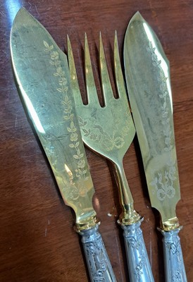 26957170h - Besteckteile, Koch & Bergfeld, um 1900, 800er Aufsätze vergoldet, 2 tlg. ...