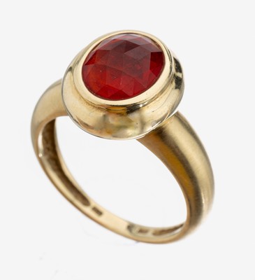 Image 26957552 - 14 kt Gold Feueropal-Ring, GG 585/000, ovalfacett. vermutlich Feueropal ca. 3.60 ct, RW ...