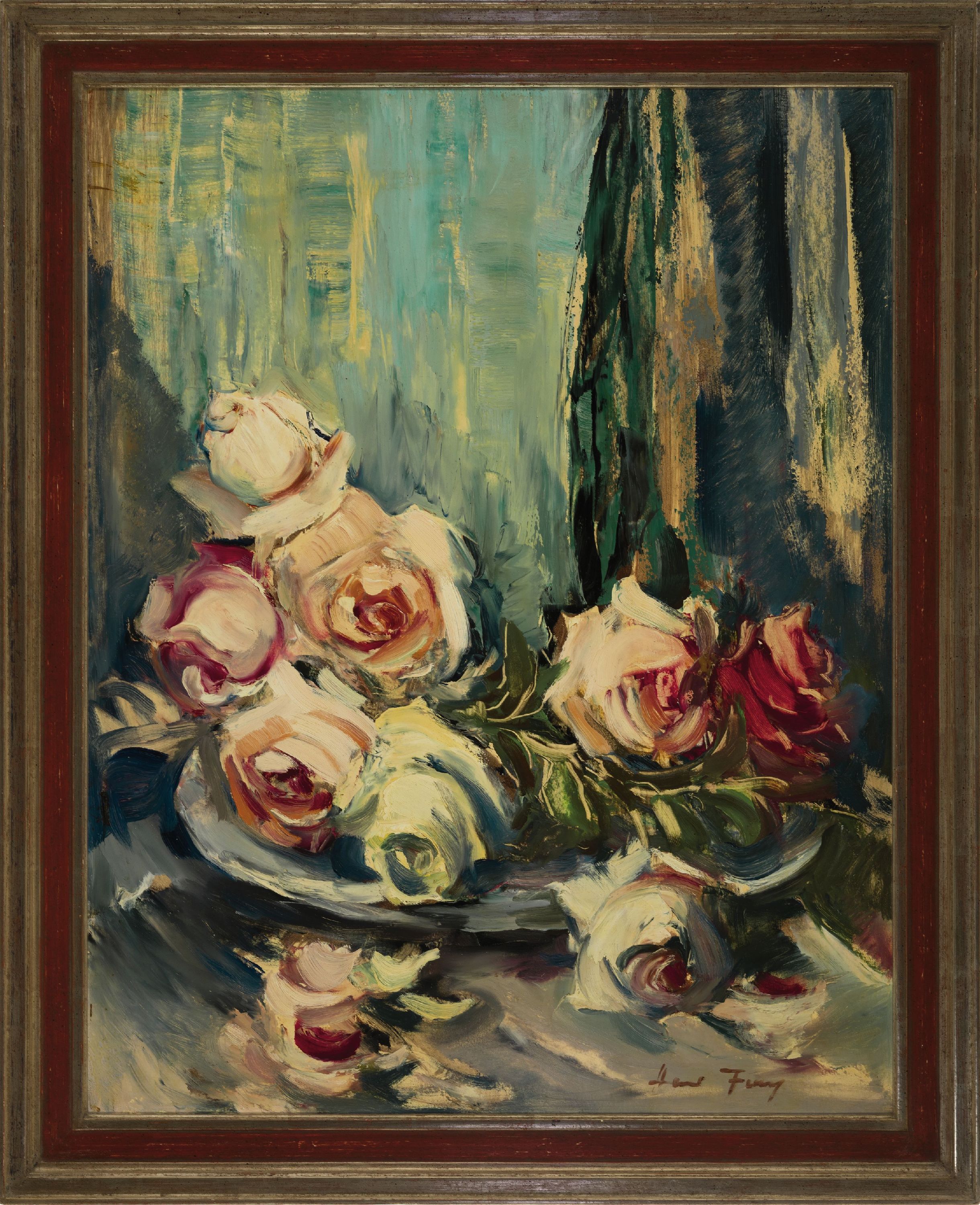 Detail k: Hanns Fay, 1888 Frankenthal - 1957 Neustadt, Blumenstillleben, Öl/Platte, re. unten signiert, ca. 75 x 59 cm, Rahmen ca. 87 x 70 cm