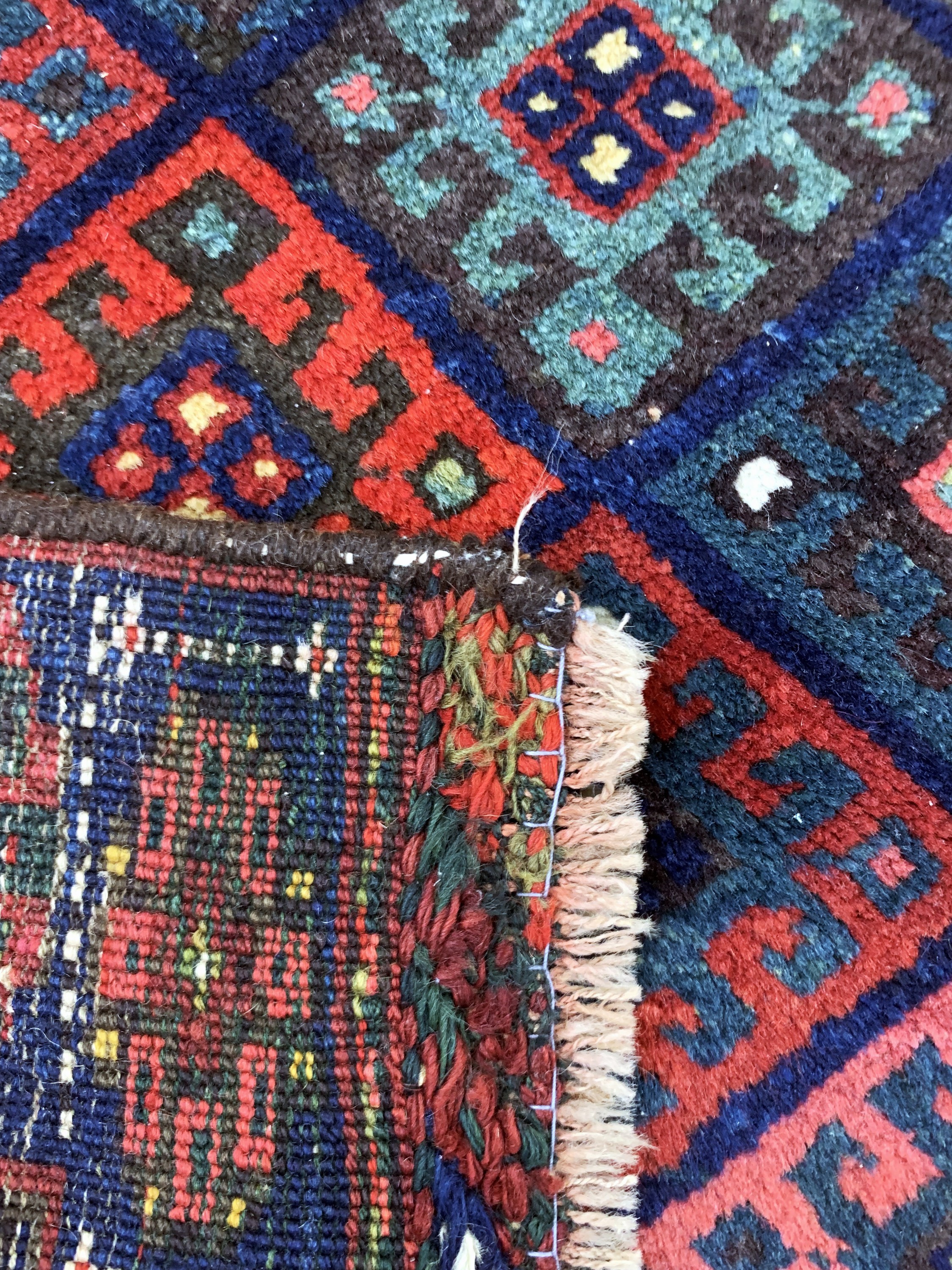 Detail d: Jaf Taschenfront, Persien, um 1900, Wolle auf Wolle, ca. 100 x 80 cm, EHZ: 2-3