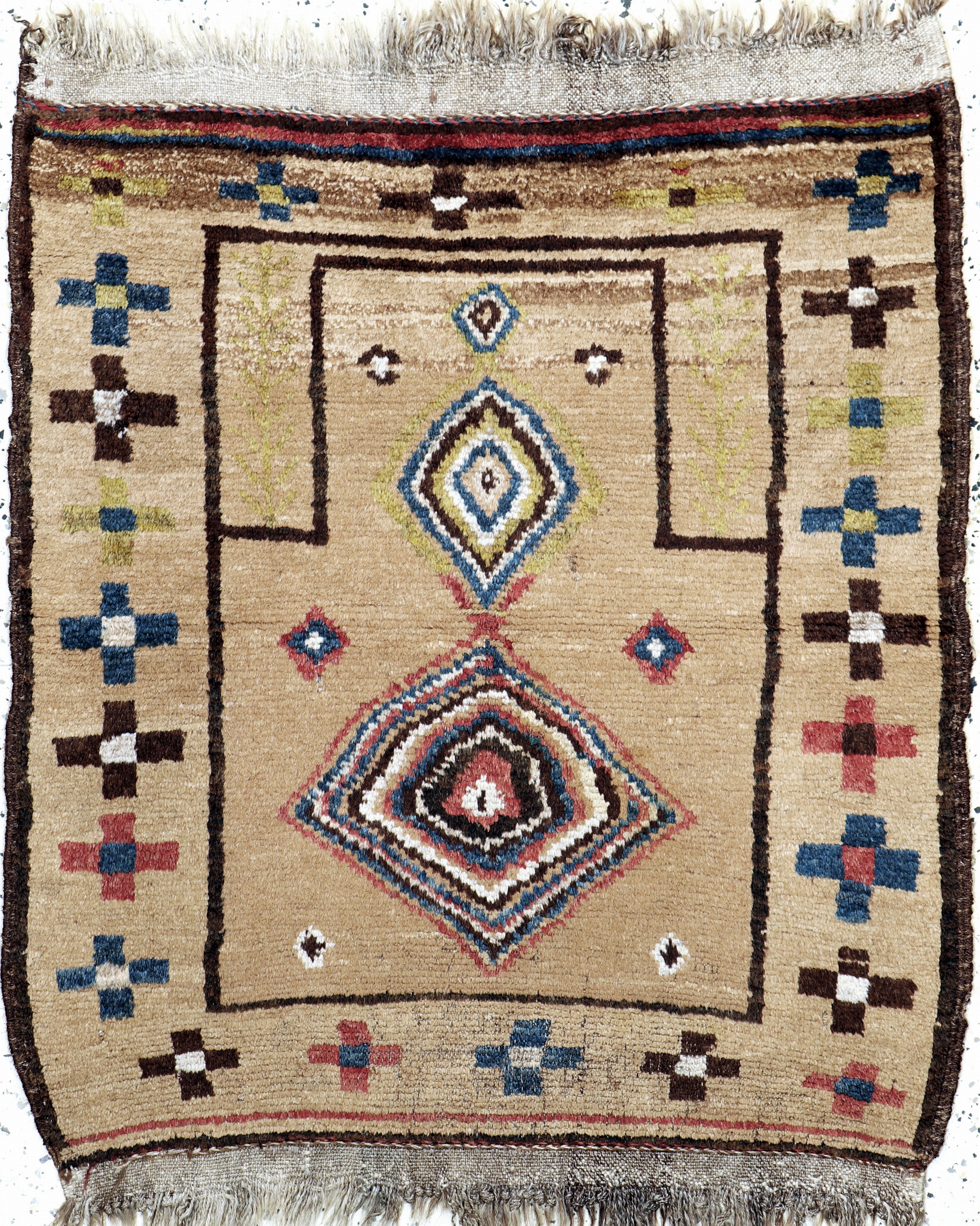 Namazlik Chahar Aimaq, Taimani Afganistan, 19.Jhd, Wolle auf Wolle, ca. 95 x 81 cm, EHZ: 2-3(Lit.Tribal Rugs Brian McDonald S.76).