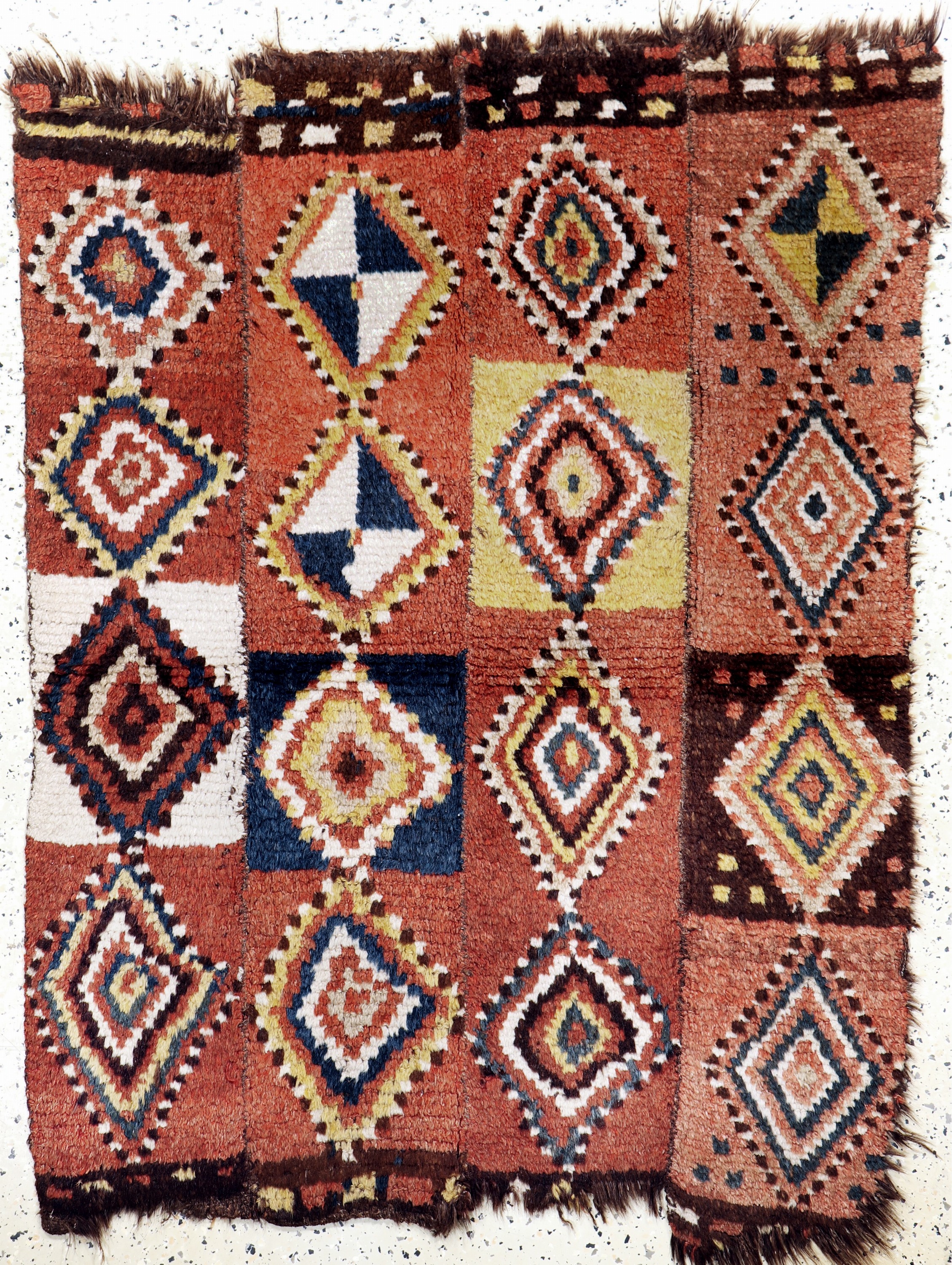 Schafteppich antik(4 Bahnig), Türkei, 19.Jhd, Wolle auf Wolle, ca. 129 x 100 cm, EHZ: 3
