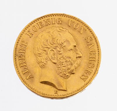 Image 26957752 - Goldmünze, 20 Mark, Albert Koenig von Sachsen, 1876, Prägemarke E