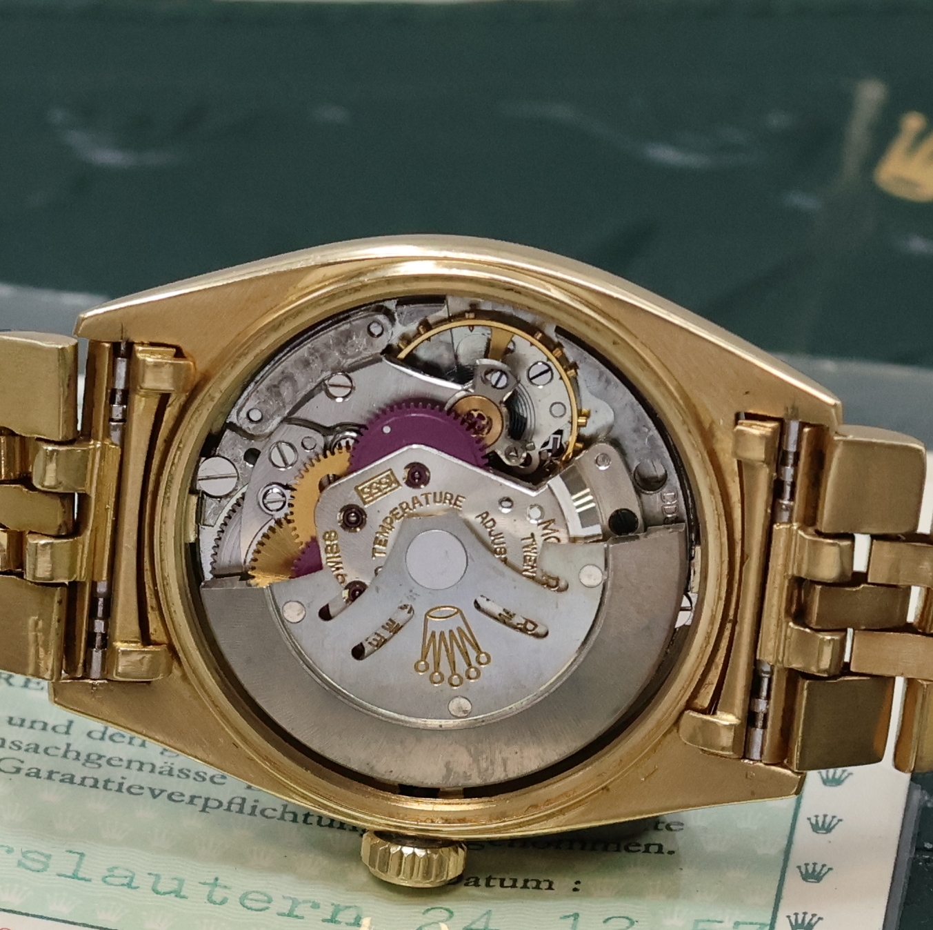 Detail h: ROLEX sehr seltene und frühe Herrenarmbanduhr Oyster Perpetual Day-Date aus der ersten Serie Referenz 6511, Automatik, GG 750/000 inkl. orig. ...
