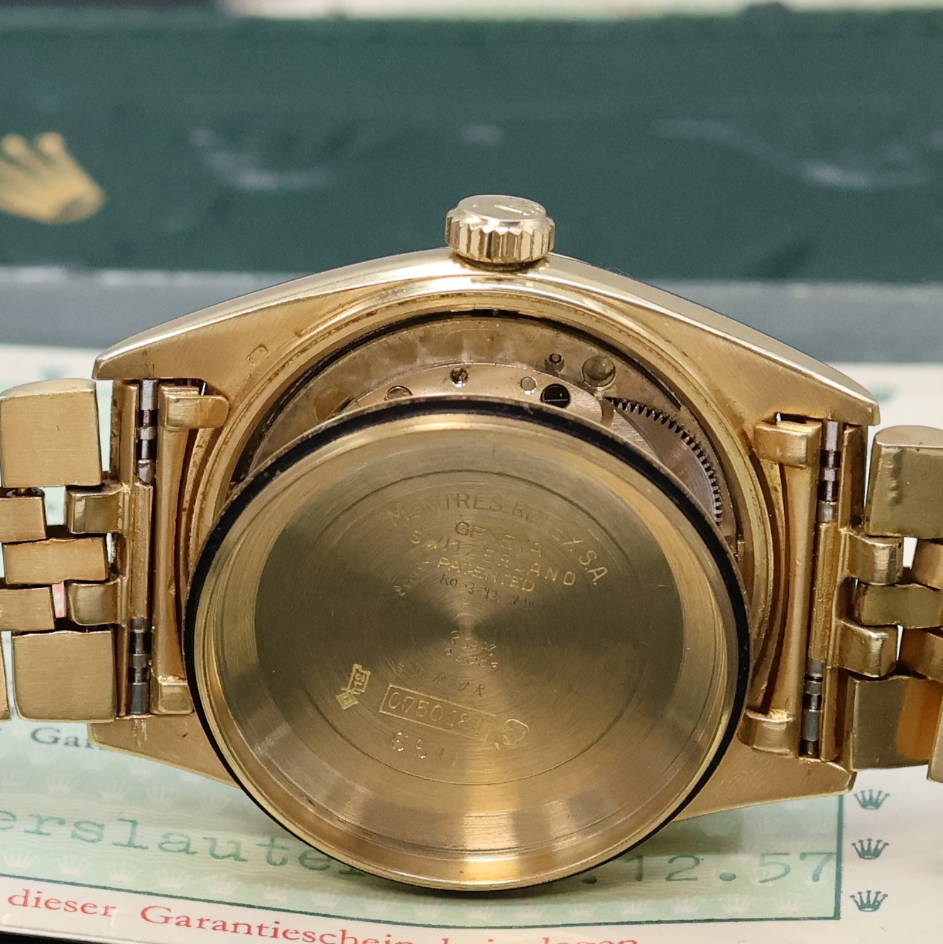 Detail i: ROLEX sehr seltene und frühe Herrenarmbanduhr Oyster Perpetual Day-Date aus der ersten Serie Referenz 6511, Automatik, GG 750/000 inkl. orig. ...
