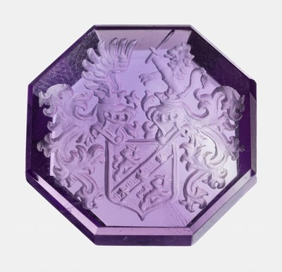 Image 26958068 - Amethyst mit Intaglio, oktogonal, fein ausgeführtes Intaglio, Darstellung eines ...
