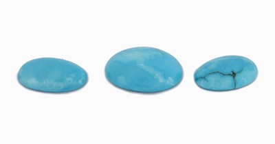 Image 3 loose turquoisecabochons, approx. 46.87 ct, oval, in different sizes Valuation Price: ...