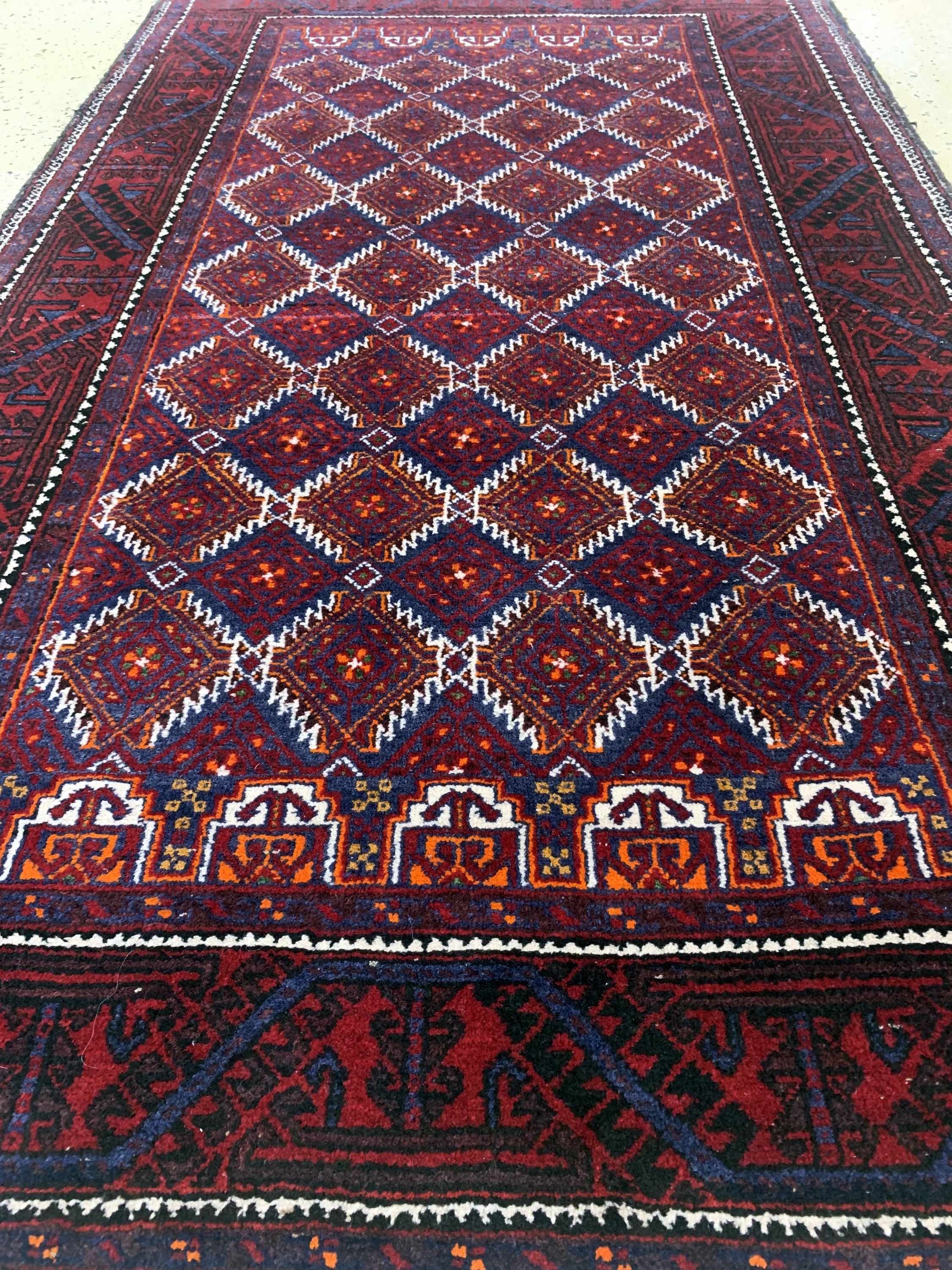 Detail d: Belutsch, Persien, Mitte 20.Jhd, Wolle auf Baumwolle, ca. 177 x 103 cm, EHZ: 1-2