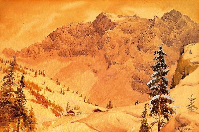 Image 26958270 - Willy Krause, 1875-1925 München, Aquarell, Winterlandschaft, Blick auf die ...